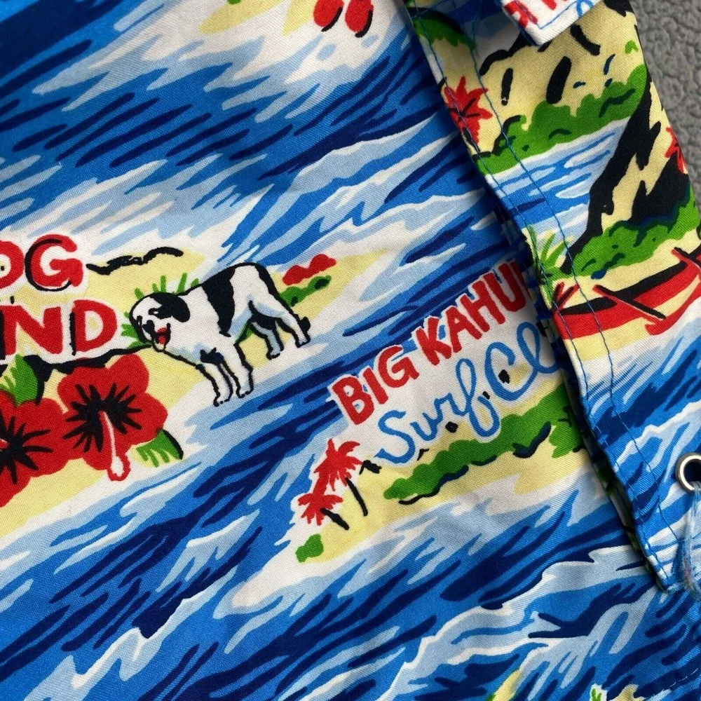 Big Dogs Swim Trunks Mens Medium Shorts Print‎ Tropical Island Big Kahuna Beach